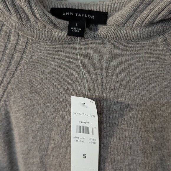 NWT Ann Taylor Women's Taupe Knit Hoodie Sweater. Size Small. - Picture 3 of 6